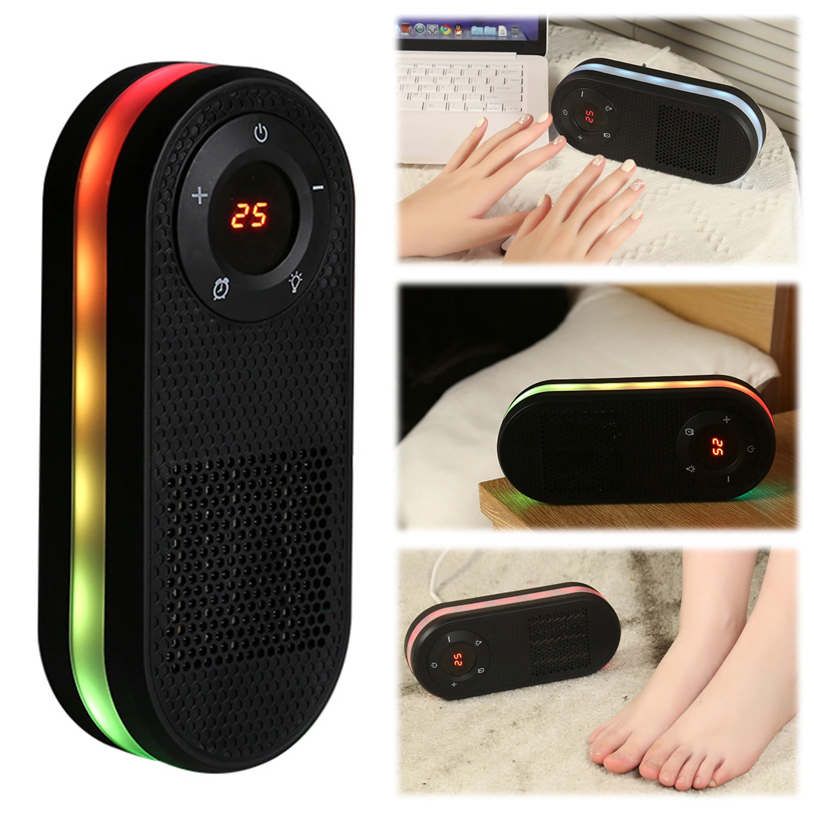 

Wall Mounted Space Heater Timing Electric Silent Travel Warmer 180 Degree Rotatable for Desk Table Bedroom Study Offices