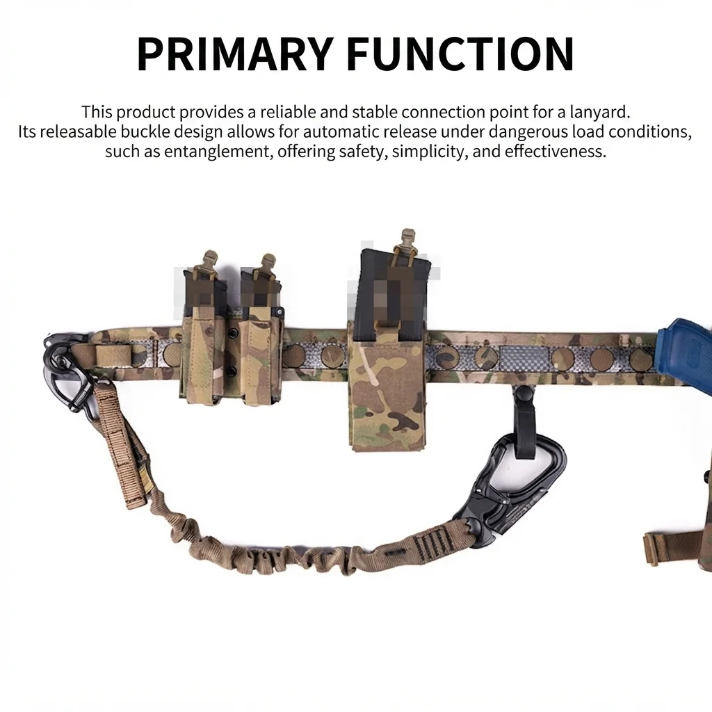 Tactical Belt Shark Buckle Tegris Hanging Ring Rappel Clip Outdoor Gear Accessory Belt Mount for Military Style EDC Equipment