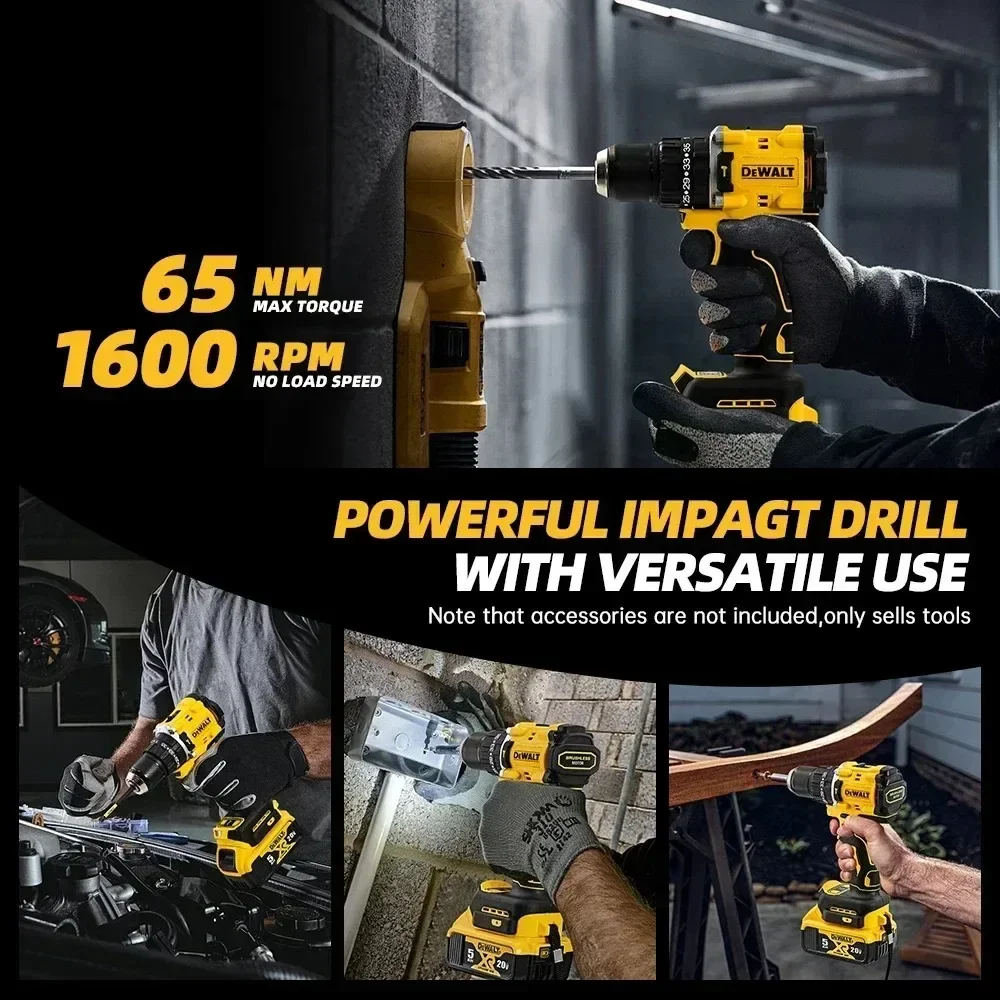 

Аккумуляторная дрель DEWALT DCD805, 20 В, электроинструмент, бесщеточная ударная дрель, аккумуляторная электрическая отвертка, домашний электроинструмент «сделай сам»