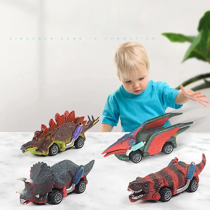 1 szt. Dino czterokołowy samochód Model dinozaura zabawa z dinozaurem samochodzik zabawka dinozaur Roadster impreza faworyzuje gry dla dzieci zabawka prezent