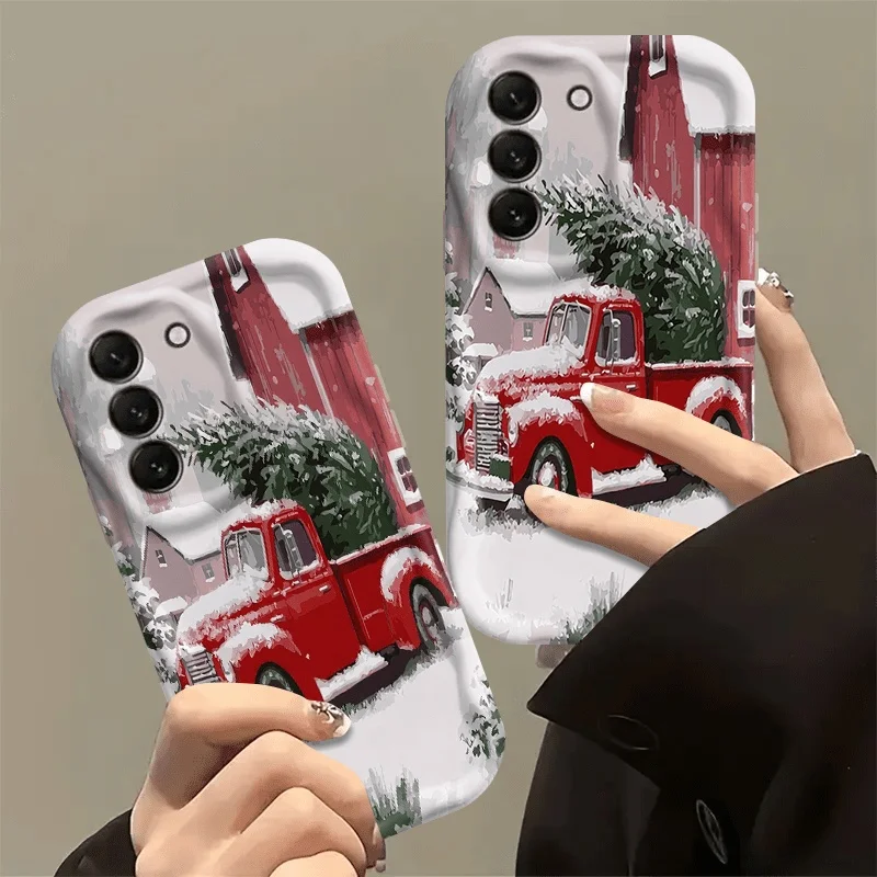 Red Truck Christmas Tree Snow Phone Case For Samsung Galaxy A56 A57 S26 S24 S25 Ultra S23 Plus A55 A37 A15 A17 A27 A36 A06 Cover