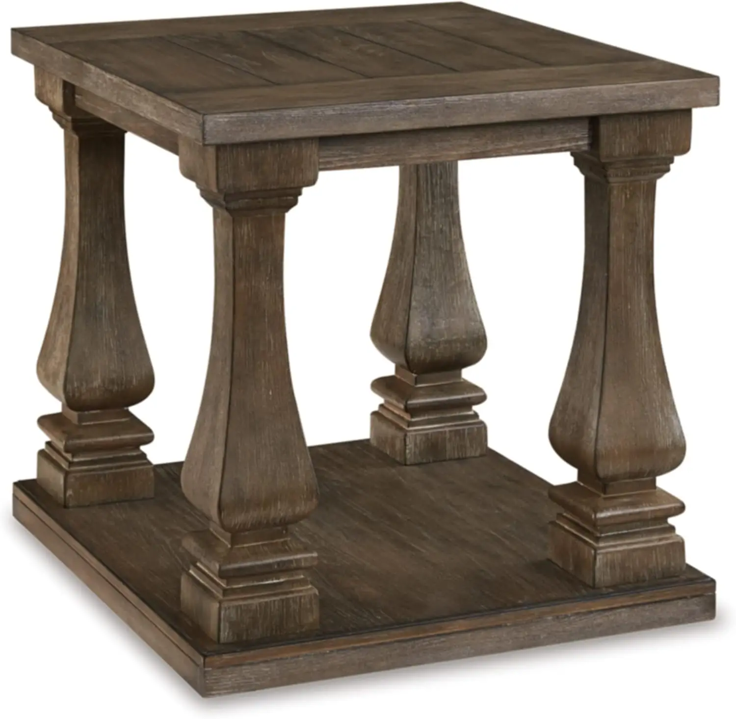 by Ashley  Modern Country Rectangular End Table, Weathered Brown