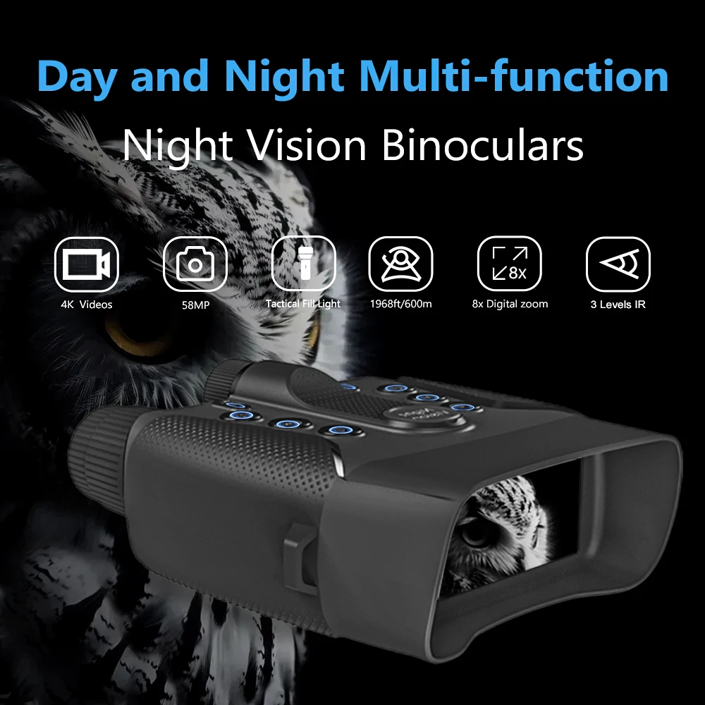 

Newest 4K Infrared Night Vision Binoculars Digital Tactical Telescope Camera 58MP Anti-shake Waterproof for Hunting Camping