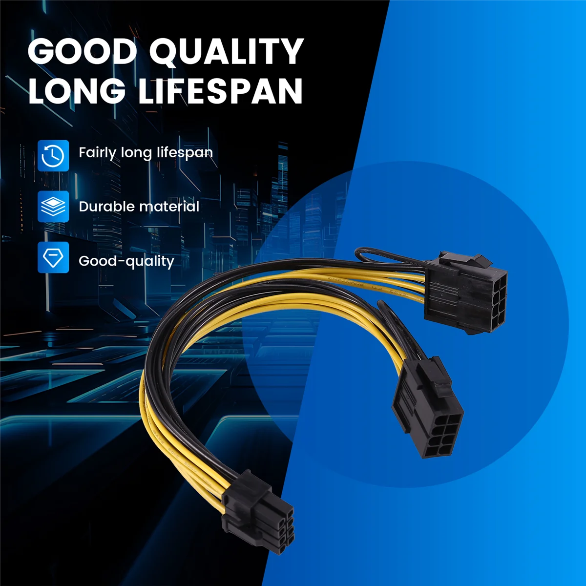 RISEN 18AWG 8Pin to Dual 8Pin(6+2) Power Cable GPU Power Cable for Tesla K80 M40 M60 P40 P100 ,20CM