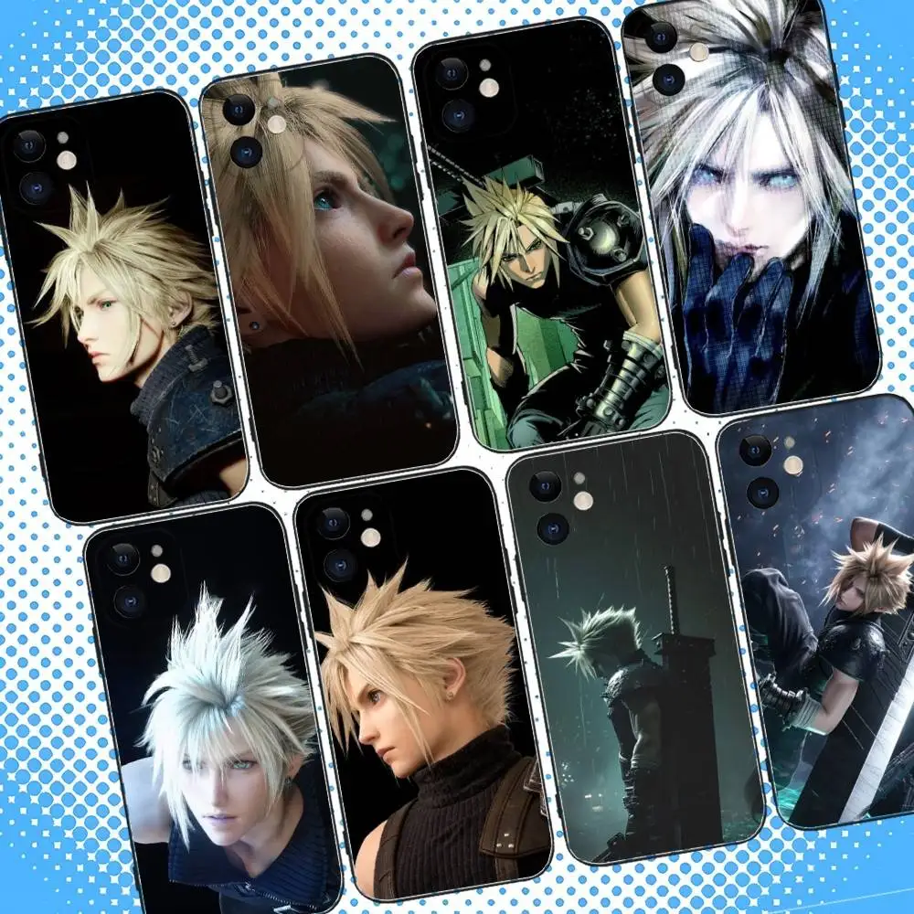 

Final Fantasy VII Cloud Strife Phone Case For iPhone 17,16,15,14,13,12,11,Pro,Max,Plus,Air,X,XS,XR,SE,8,7,Mini,Soft Black Case