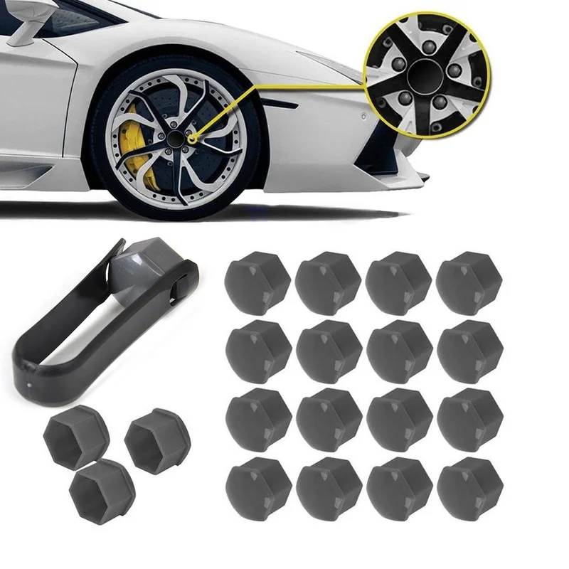 

20pcs/set 17mm Car Hub Screw Cover Wheel Nut Caps Bolt Rims Gray Car Tyre Nut Bolt Exterior Decoration For VW Audi Skoda