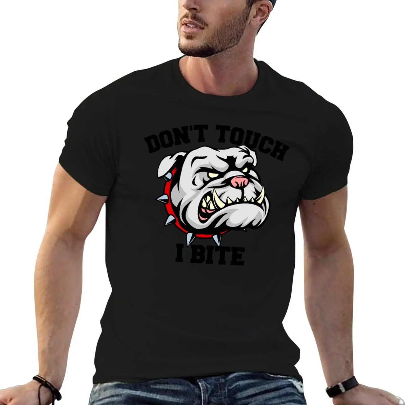

t man shirts for I for BITE printed T-Shirt man man TOUCH DONT casual for t t LETTERING) men shirts anime shirts (BLACK