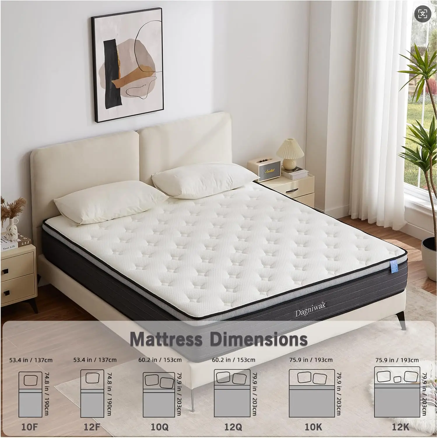12 Inch Queen Memory Foam Mattress Comfort Sleep Medium Firm Feel Decompression Skin Friendly