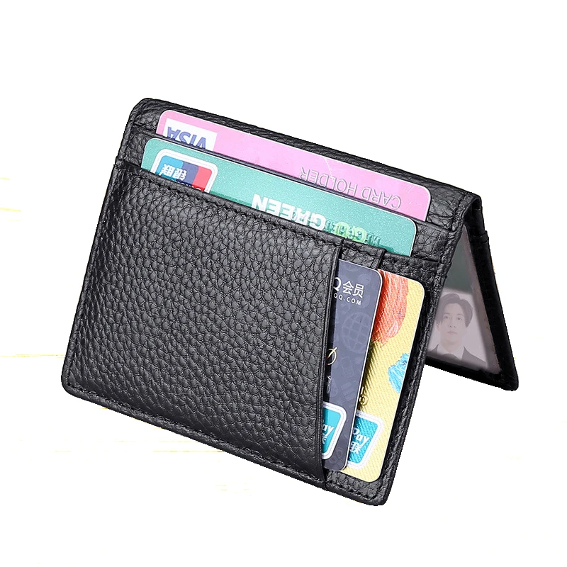 YUECIMIE Super Slim Soft Wallet Genuine Leather Mini Credit Card Holder Wallets Purse Thin Small Card Holders Men Wallet
