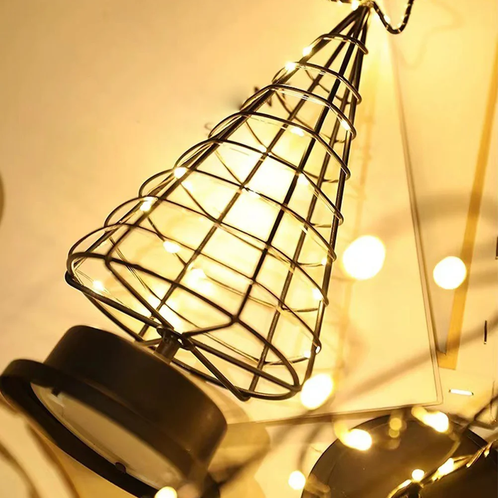 

Iron Christmas Tree Light Small Xmas Tabletop Lamp For Bedroom Desk Holiday Decor Festive Ambiance Night Light Decorative Tree