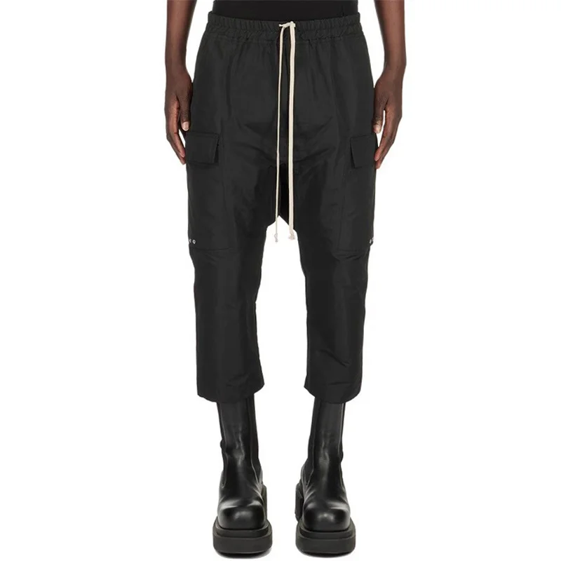 

Women's pants New elastic slim drawstring cropped pants for summer 2025 Multi pocket decorative straight leg pants Casual pants