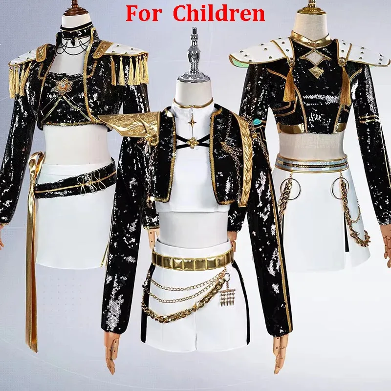 

New Halloween Cosplay Rumi Zoey Mira Cosplay KPop Demon Hunters Cosplay Costume Wig Girls Black Golden Suit Child Halloween Part