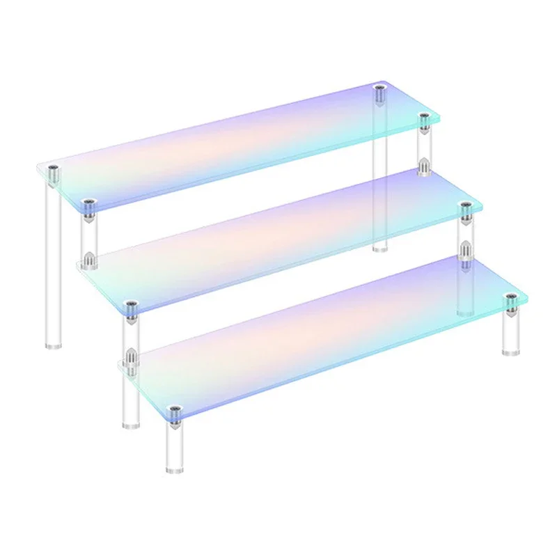 1-5 Tier Iridescent Acrylic Display Risers Stand Shelf for Figures Collectibles Cupcakes Perfumes Jewel Decorating & Organizing