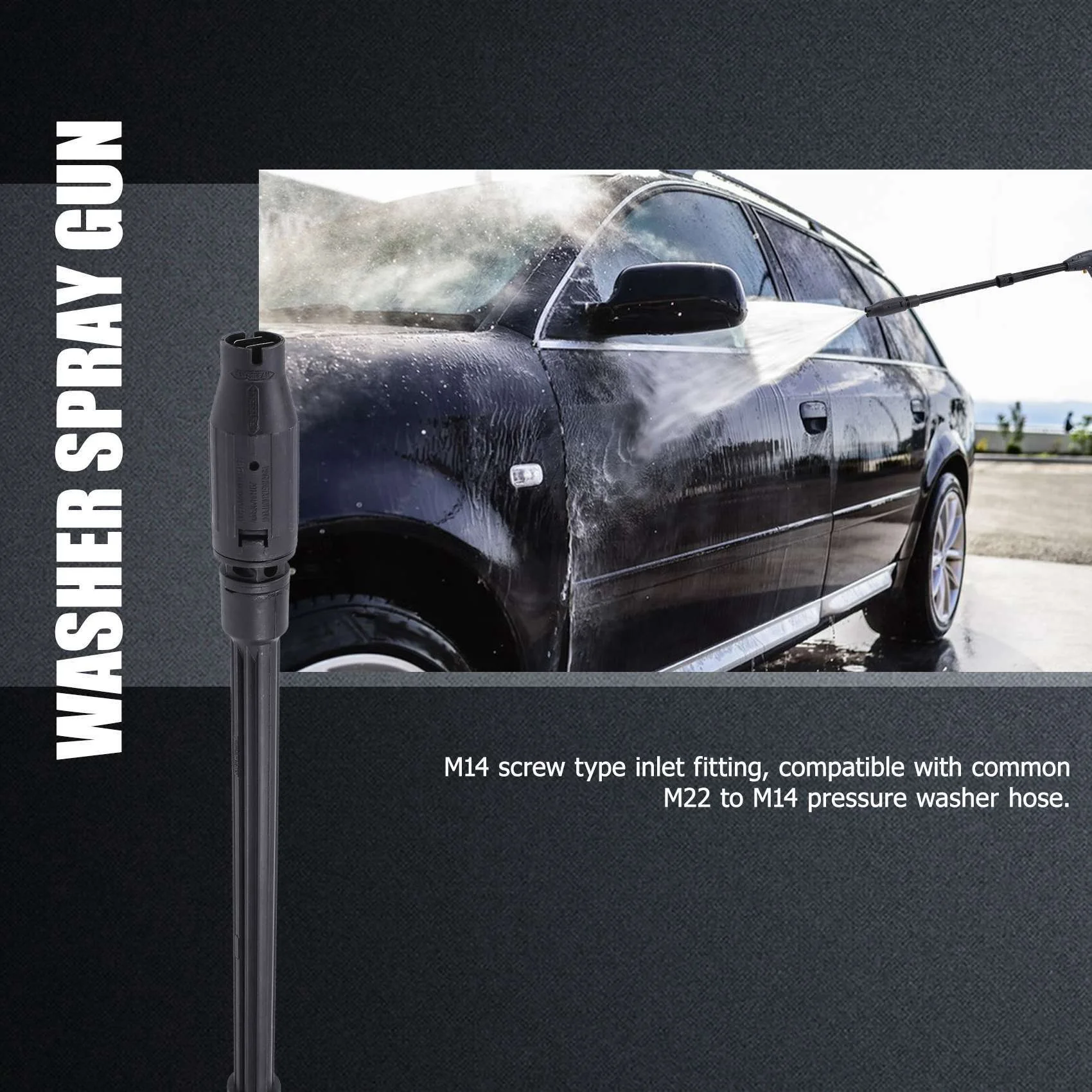 A03F Pressure Washer Spray Gun 160 Bar Max High Pressure Gun with M14 Inlet Bayonet Fitting for Car Cleaning
