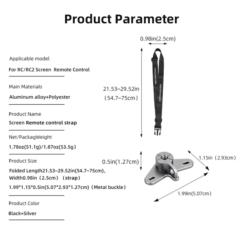 C9-Remote Control Neck Lanyard Strap With Tie Buckle Bracket For DJI RC2/RC Remote Control For Mini 4 Pro Drone Accessories