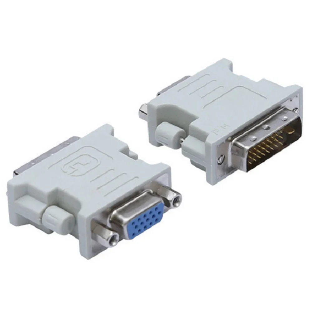 Adaptador de conector blanco, convertidor de vídeo de plástico multiusos, Mini Monitor de ordenador DVI 24 + 1 a VGA hembra duradero