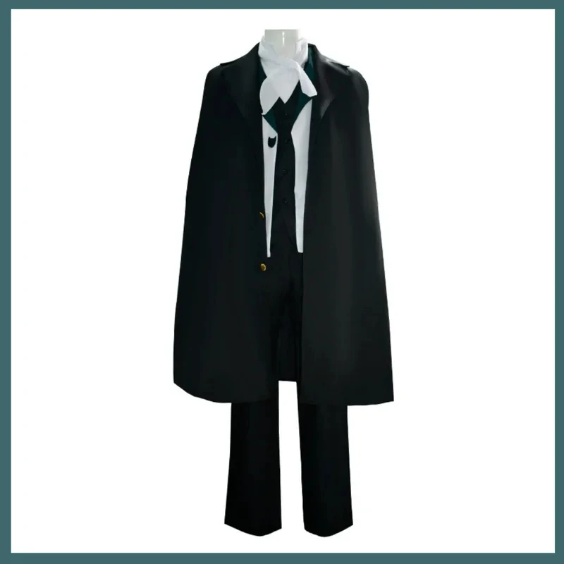 5;e,8\v,5/Anime Bungo Stray Dogs Edgar Allan Poe Cosplay Costume Coat Shirt Trench Cloak Uniform Full Set Wig Man Haf,5'h\8/m' view 5