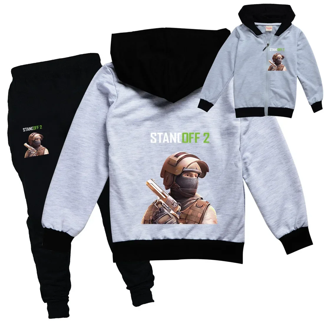 Hot Game Standoff 2 Hoodie Kids Autumn Clothes Teenager Boys Zipper Jackets Pants 2pcs Set Baby Girls Outfits Children Clothing