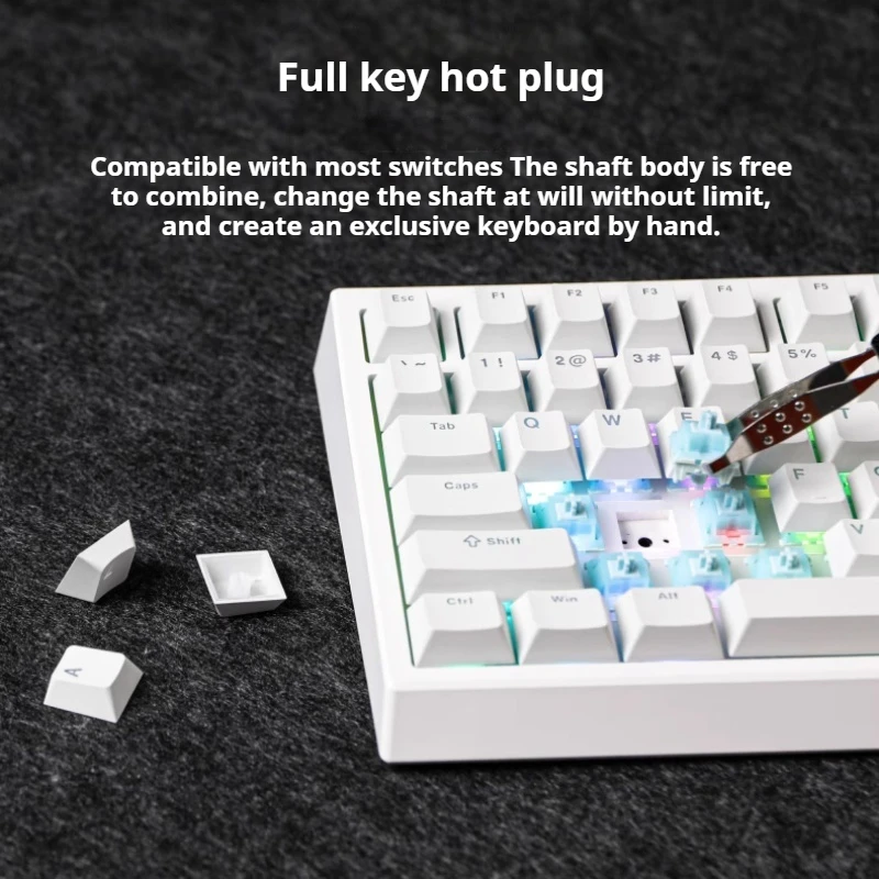 G84 Mechanical Keyboard Gasket Structure Full Key Hot Swappable Three Mode Connection ABS Frosted Fine Grain Ergonomic Design