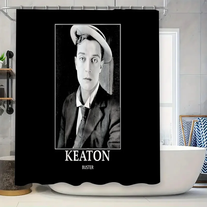

Vintage Buster Keaton Movie Star Shower Curtain Retro Hollywood Film Noir Bathroom Decor Gift Fan Art Wall Hanging
