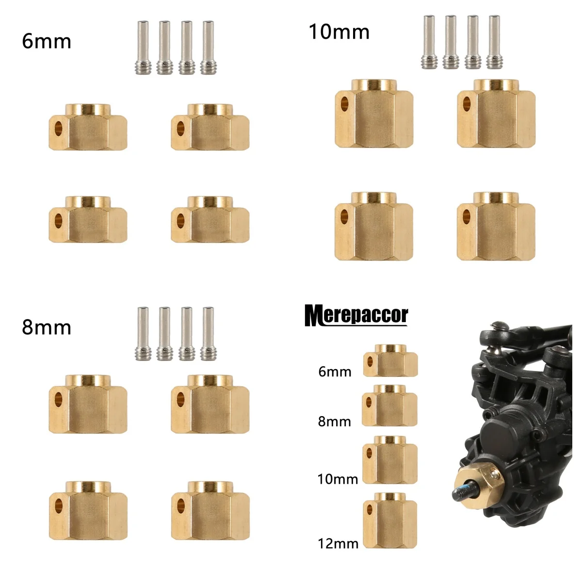 1/10 TRX4 TRX6 Brass Elongated Connector Counterweight 12mm Widened Hexagonal Connector Upgrade Component
