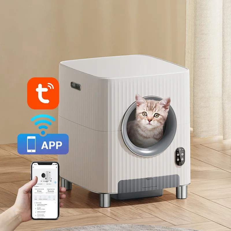 

The new smart cat lit-ter box large size silo automatic closed cleaning deodorization belt exhaust video app control