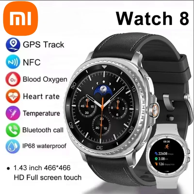 

Xiaomi 2026 Смарт-часы 8 Ultra Смарт-часы для мужчин 100 + спортивное видео GPS NFC 46 мм AMOLED Фитнес Спортивный трекер Запуск здоровья