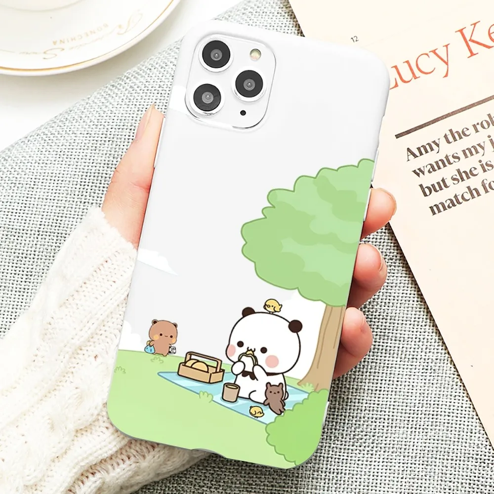 M-Milk Bear Cute Cartoon Mousepad for iPhone 14 11 12 13 Mini Pro Xs Max 8 7 6 6S Plus X XR Solid Candy Color Case