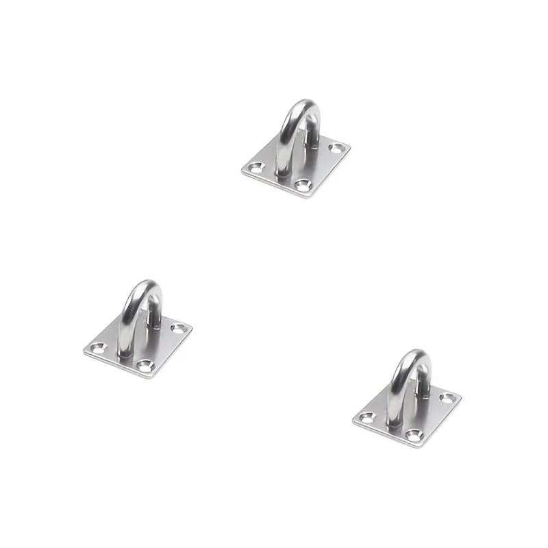3-teiliges Set Edelstahl Quadratische Ösenplatten-Haken Schwerlast-Deckenhaken für Wand, Boot, Yacht, Sonnenschutz, Segeln, Marine