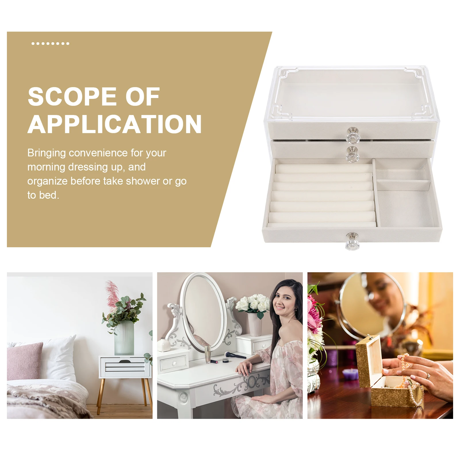 

Jewelry Box Earrings Storage Necklace Container Dust proof Desktop Holder Multi function ABS Modern Style Home ganization