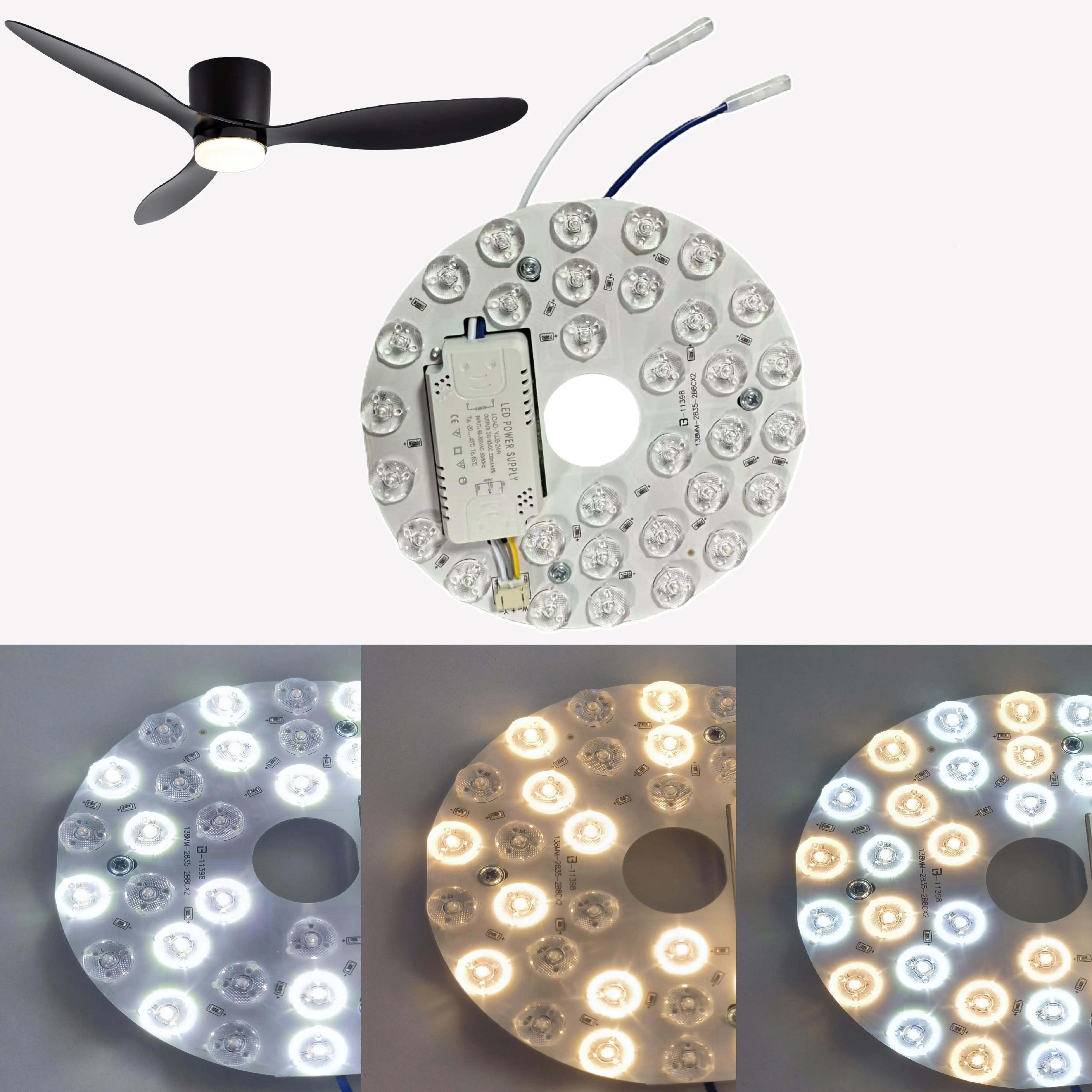 Led Lighting Bulb Panel Suitable AC 85-265V Replacement Panel Easy To Install Simple Three-color Light Smart Panel Light