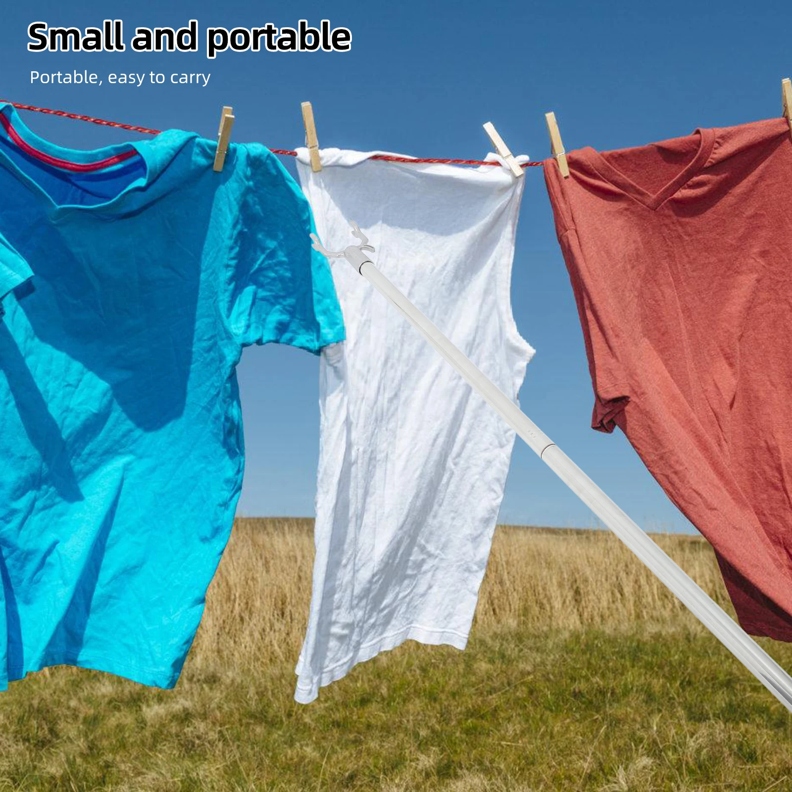 

130cm Stainless Steel Reach Clothes Poles Closet Pole Telescoping Extending Long Reach Garment Poles Clothesline Drying