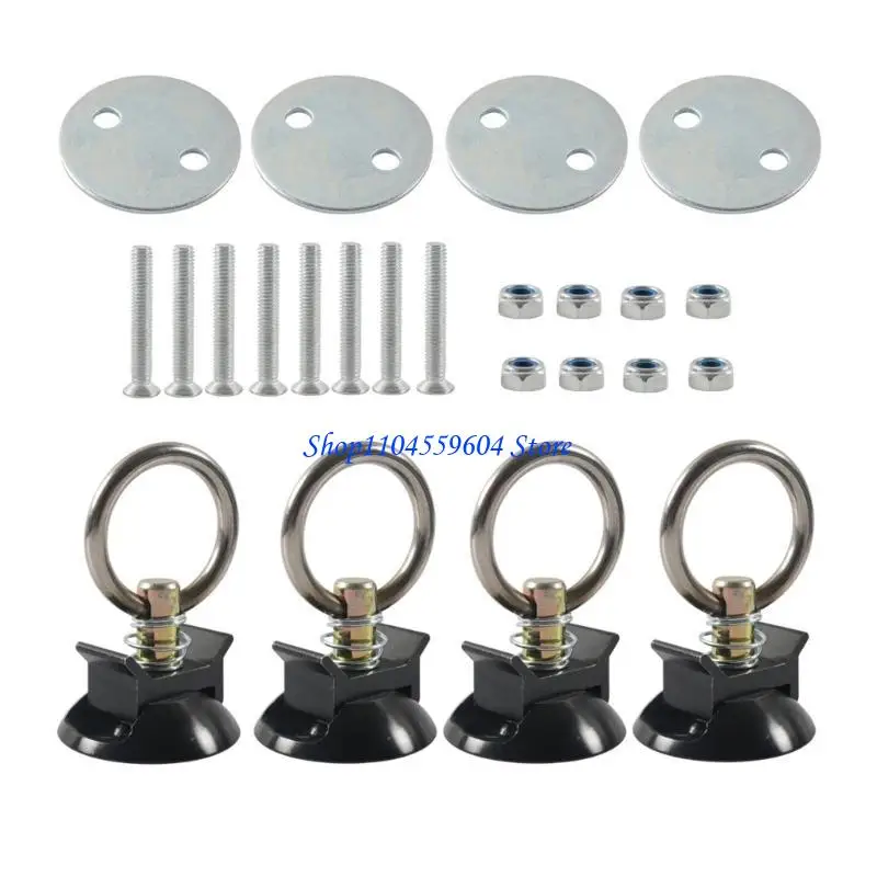 

12QM 4 Sets Round Tie Down Anchors Point Tie Down System for Truck Beds Trailer