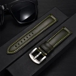 Fashionable Men's Oil Wax Skin Watch Strap 18mm 20mm 22mm 24mm Comfortable Watch Accessories