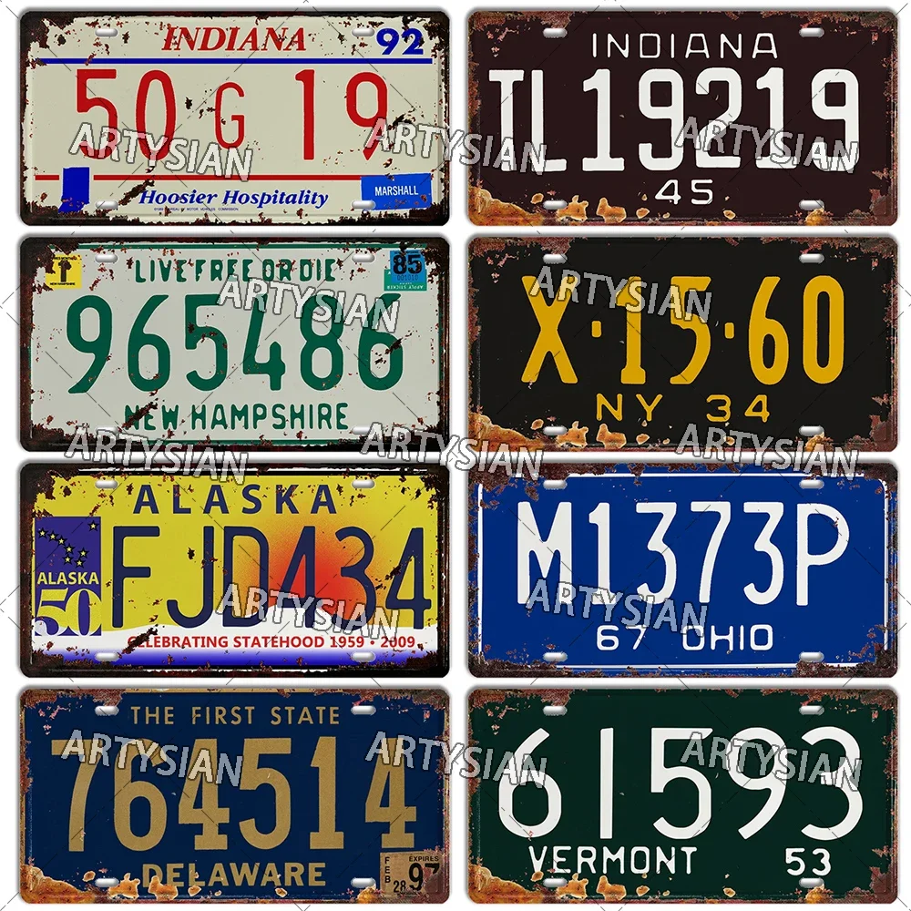 US State Metal Plaque Maryland Vermont New Hampshire Delaware Indiana Alaska New York Kentucky Truck Trailer Number Plate