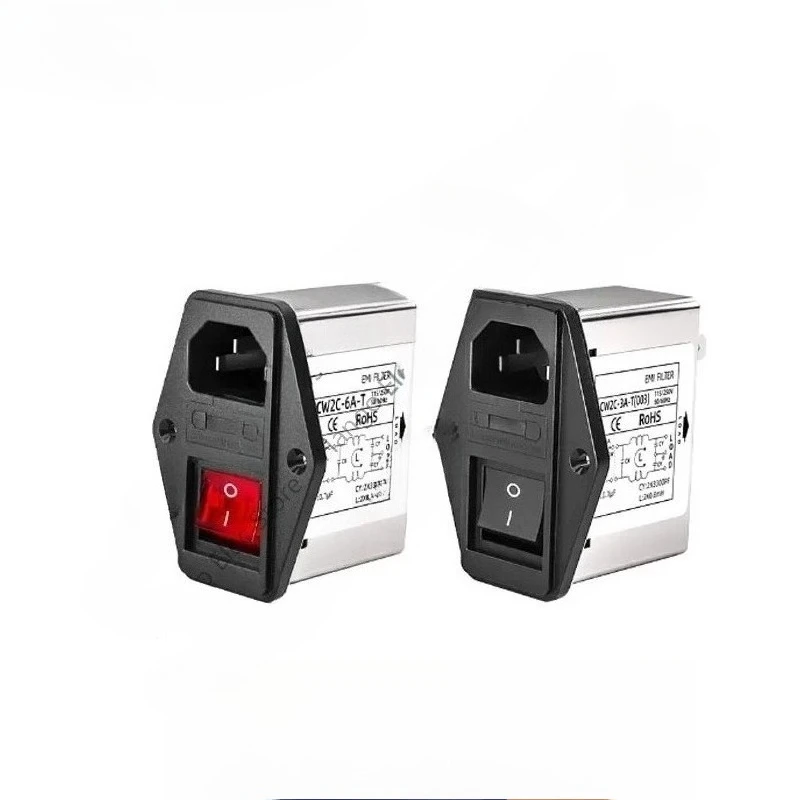 IEC power filter EMI Interference CW2C-3/6/10A-T with light switch with safety 220V