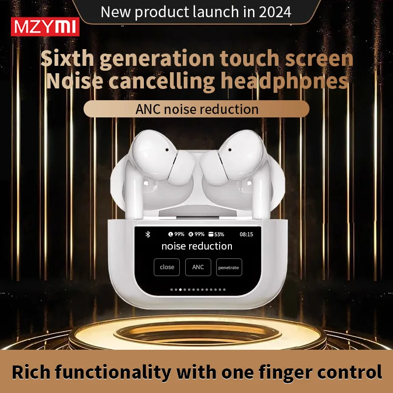 MZYMI A8 Pro Mijia Wireless Earphones LED Screen Noise Cancelling Bluetooth5.4 Headphones Sport Earbuds With Mic For Android iOS