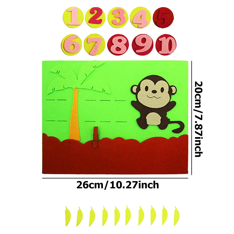 Children Puzzle Felt Toy Monkey Picking Bananas Banana Button Hands On Ability Training Montessori Early Education Toys TMZ