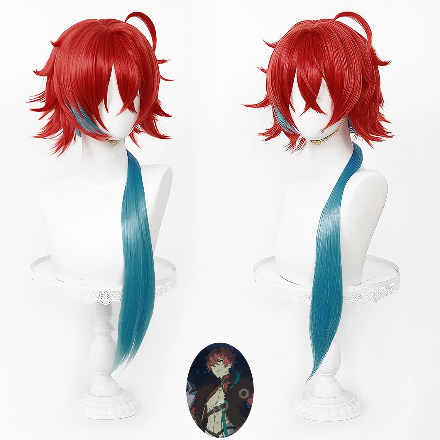 Cosmic Princess Kaguya Diming Cos Wig Red Teal Streaks Integrated Ponytail Scalp Heat Res Synthetic Anime Wig Halloween w WigCap