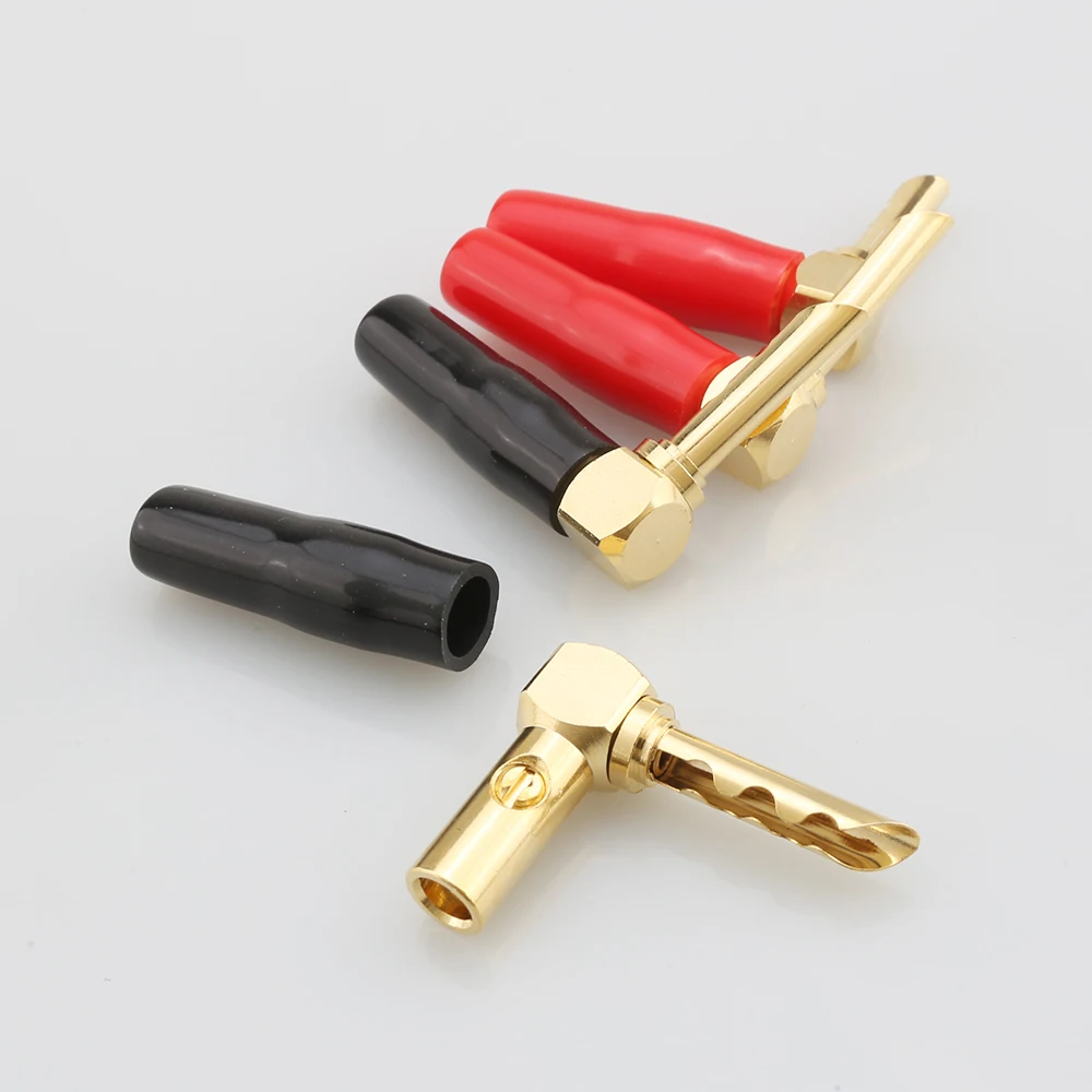 10 Stück 4 Mm Kupfer-Bananenstecker – Rechtwinkliger 90° Winkelstecker Mit Sicherheitshülle, Zum Löten, Für Kabel Und Elektrische Geräte (Rot, Schwarz, Gelb, Grün, Blau)