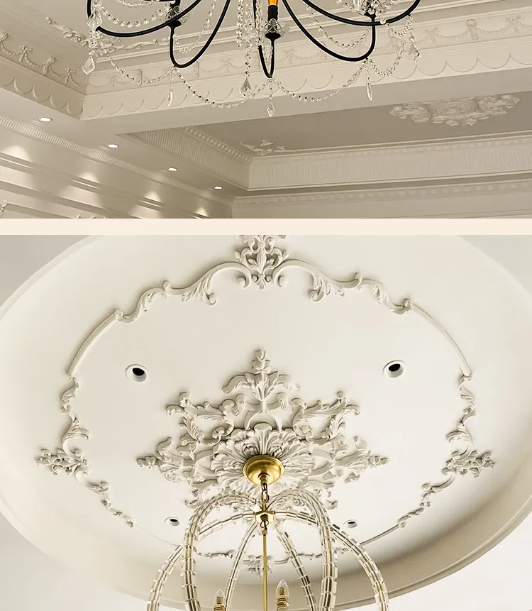 French PU lamp board combination parquet lamp holder light luxury dome non-gypsum modeling carved lamp pool decoration line