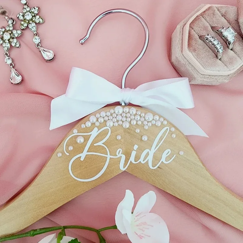 Wedding Hanger Bride Wooden Bridal Hanger for Wedding Party Gifts Bachelorette Party Decoration Bridal Shower Bridemaid Favors