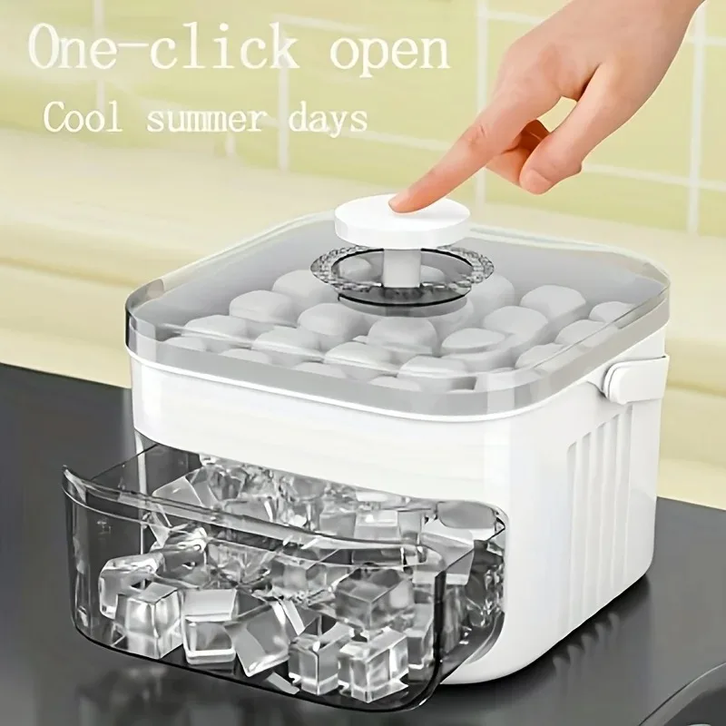 2-Layer Ice Cube Tray with Lid, Large Capacity & Space-Saving, Perfect for Small Freezers. Easy Make & Store.