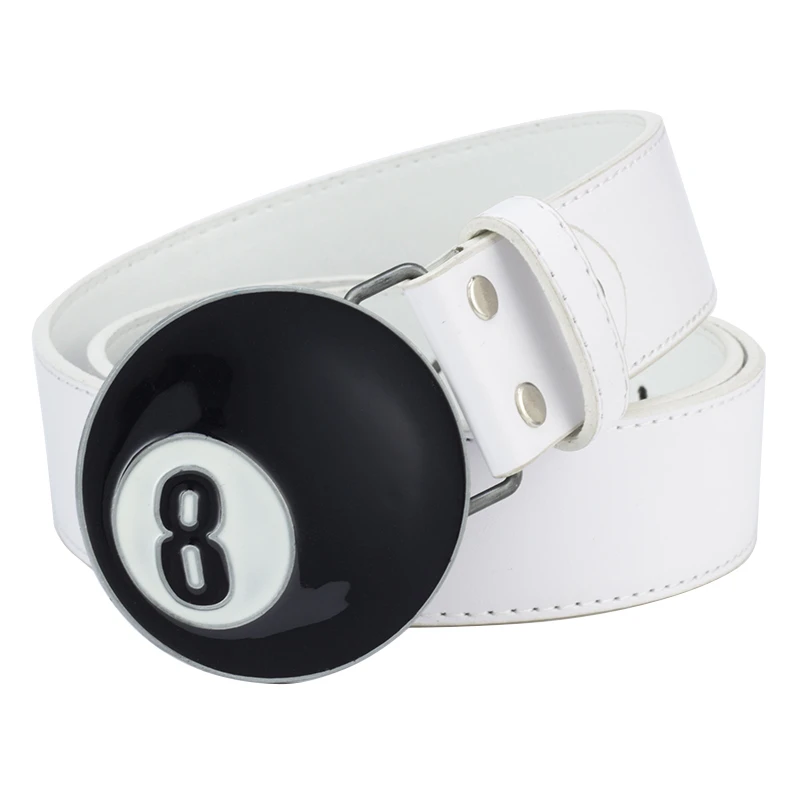 8 # No. 8 biliardo fibbia per cintura rotonda cintura in pelle Casual Snooker Sport Nine Ball Pool