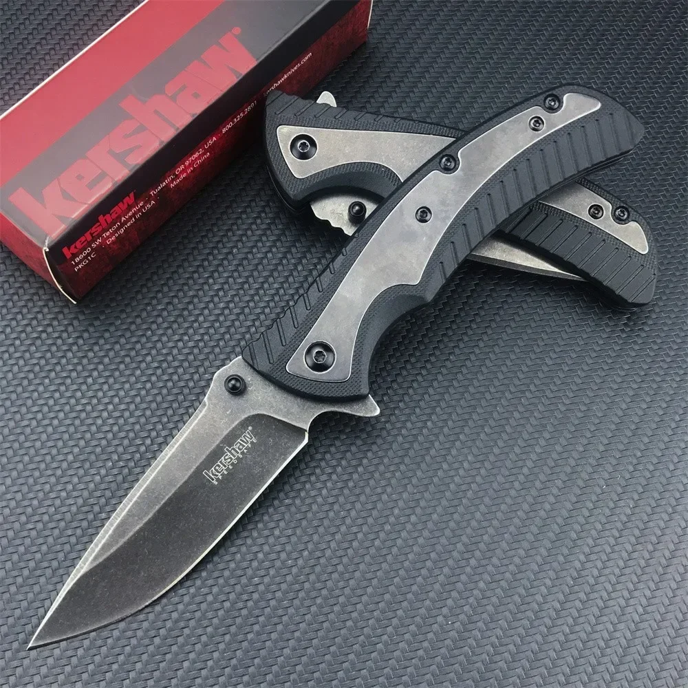 KS 1312 Scrip Pocket Folding Knife 8Cr13Mov Sharp Blade Nylon Fiber Inlay 420 Steel Handle Practical Outdoor Hunting Rescue Tool