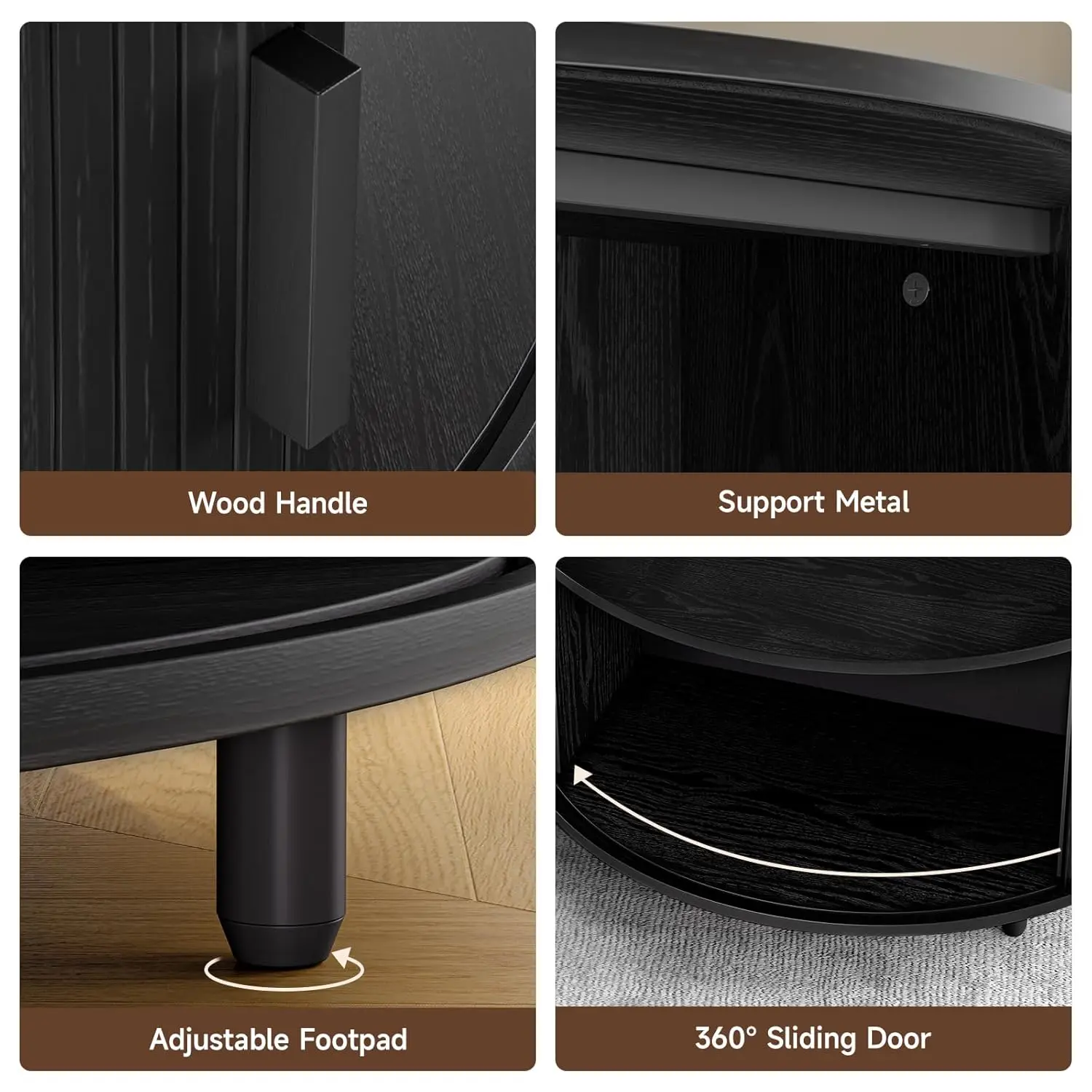 Mesa de centro redonda de 31,5 polegadas, mesa de centro moderna de meados do século com armazenamento, mesa de centro canelada com ajustável