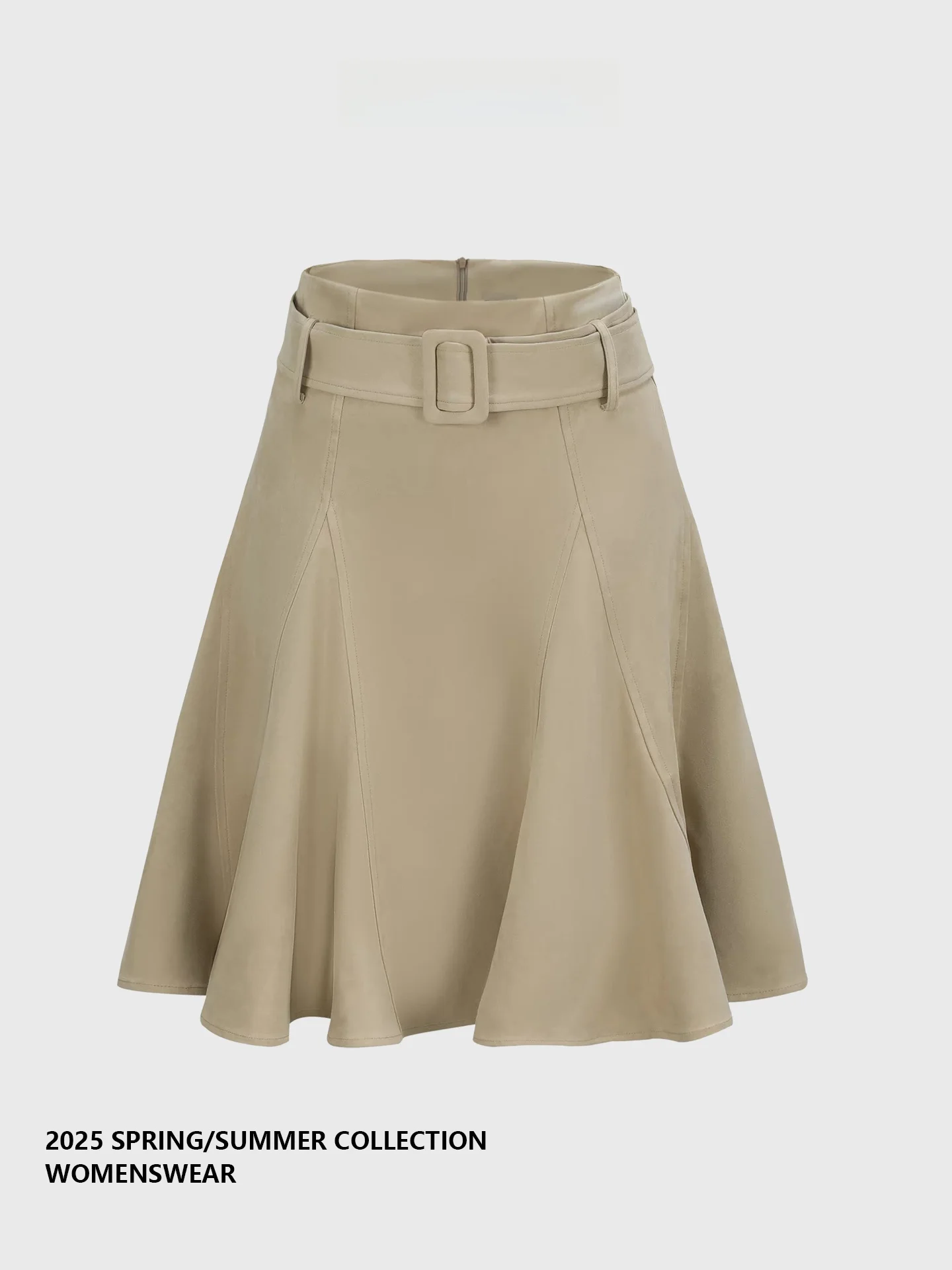 

BANGON Retro Suede Skirt Gathered Hem Simple Commuter Versatile Skirts 2025 Autumn New Sle Mid-Length A-Line Dr