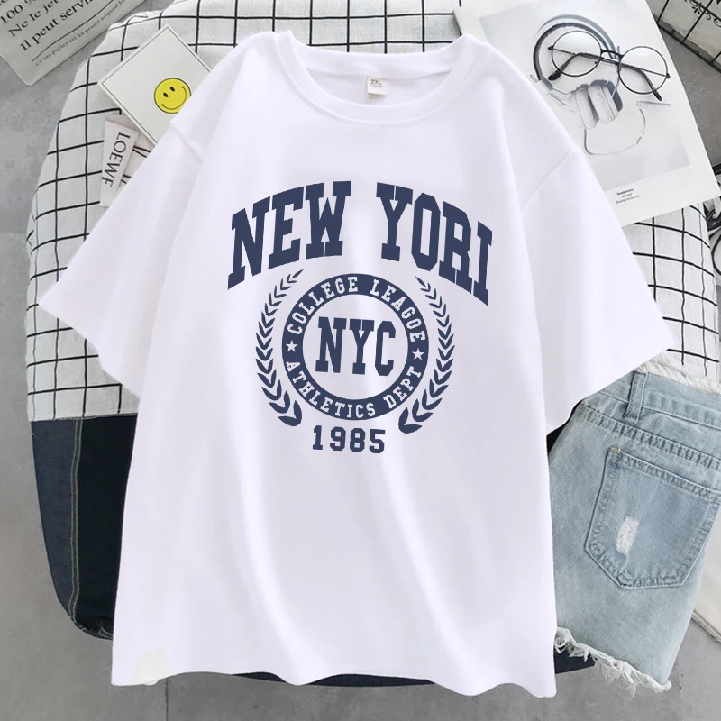 New Yori Nyc 1985 City Graphic Print Women Tshirts Summer Fashion T-Shirt Cotton Casual Tee Shirts Soft Oversize T-Shirt Female