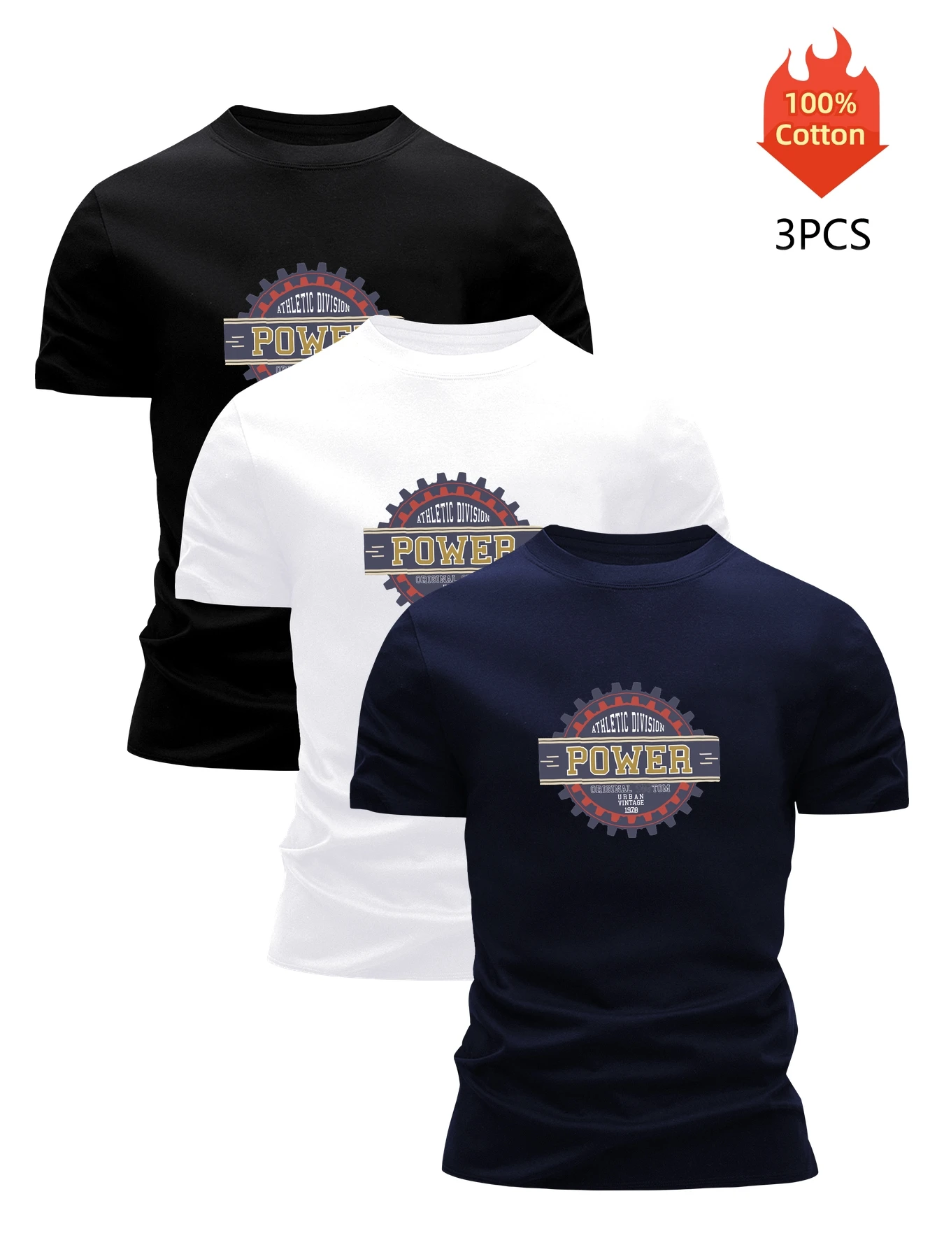 

3 Pack T-Shirt Men's 100% Cotton Graphic Printed Tees Funny Summer Blouse Casual Breathable Cool High Quality Clothing