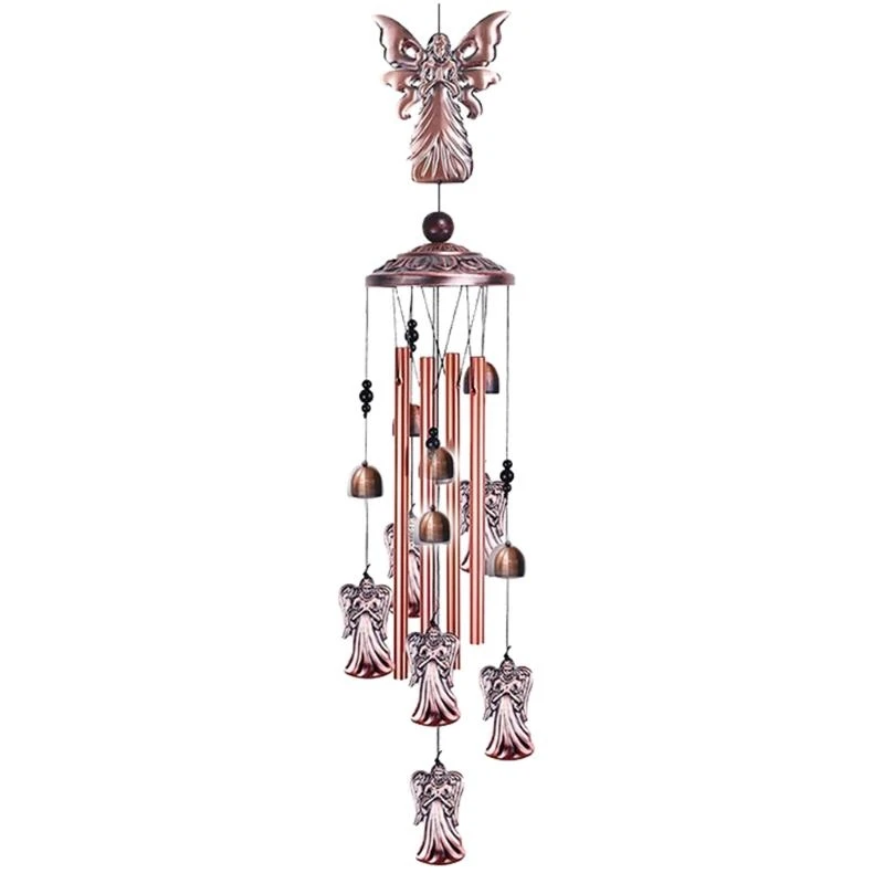 

Vintage Wrought Iron Angel Multi Tubes Wind Chimes for Outside Decoration Tuned Elegant Chimes Decor Soothing Deep Tones